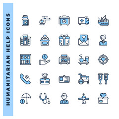 25 Humanitarian Help Two Color icons pack. vector illustration.
