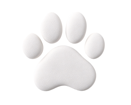 a white paw print with a white background