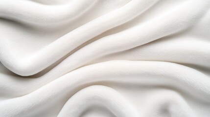 Obraz premium Close-up of soft, white, wavy fabric texture with gentle folds and shadows, emphasizing smoothness and luxury