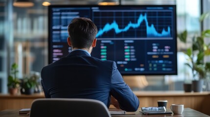 Fototapeta premium Business Professional Analyzing Data on Office Computer Screen with Graphs and Charts