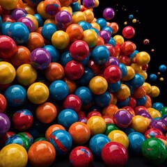 Fototapeta premium Colorful Glass Beads with Bokeh Lights on Dark Background