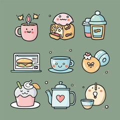 a collection of cute vector stickers in the form of food