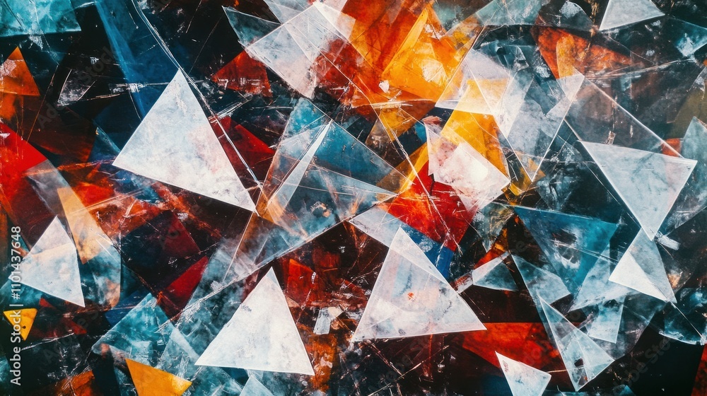 Poster abstract geometric pattern with translucent triangles