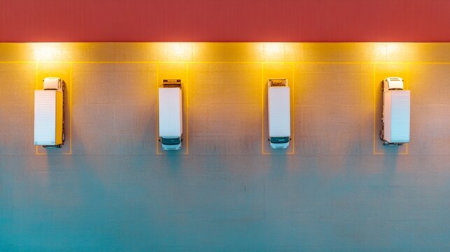 Vibrant Aerial Warehouse Lighting at Night Celebrating International Shift Worker Sunday, Labor Day, and New Years Eve