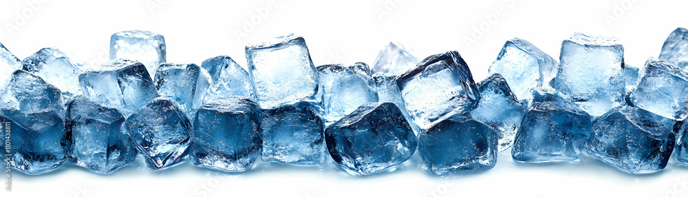 Poster crystal clear ice cubes, a refreshing background image