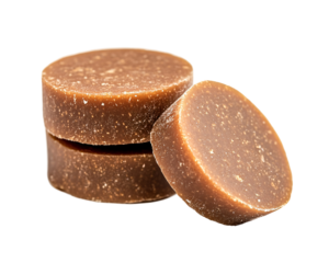 a stack of brown round objects