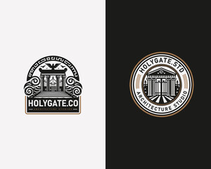 Vintage classic Antique gate arhitecture studio logo for business company