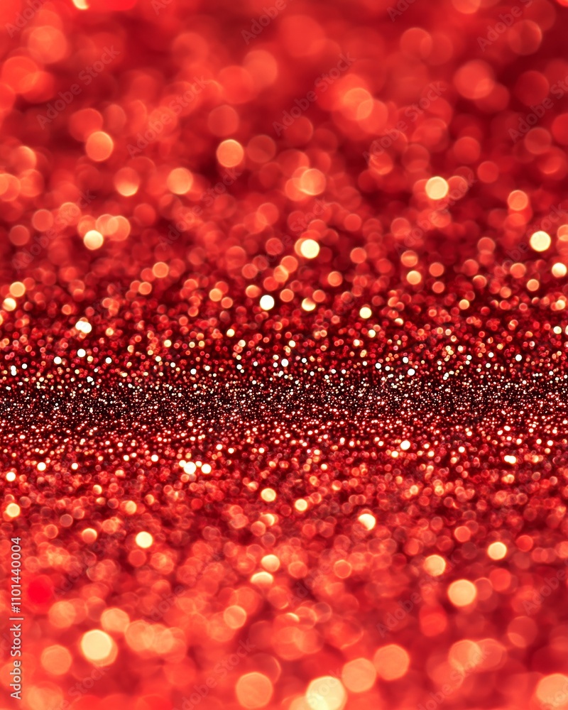 Poster vibrant red glitter paper sparkles with light, creating depth and a festive atmosphere for designs.