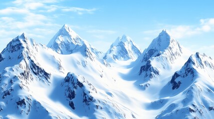 Obraz premium Snow-covered mountain peaks under a clear blue sky, showcasing natural beauty and tranquility.