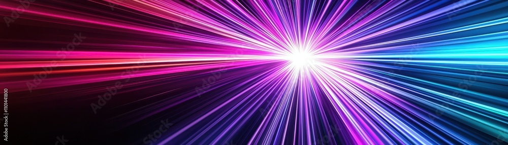 Poster a vibrant display of colorful light beams radiating outward, creating a dynamic and energetic visual