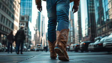 Cowboy Boots and Hat in the Heart of the City