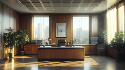 Fototapeta premium Sunlit Modern Office Illustration