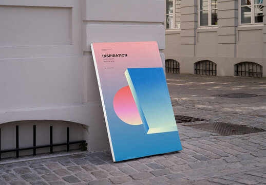 Mockup Of Vertical Customizable Poster Leaning By Wall