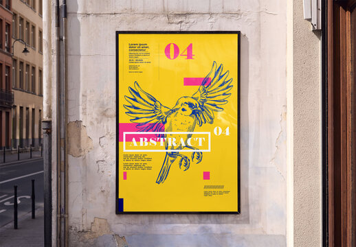 Mockup Of Vertical Customizable Sign On Wall