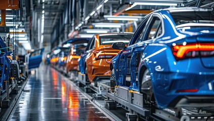 Fototapeta premium Automotive Assembly Line Modern Car Manufacturing Process