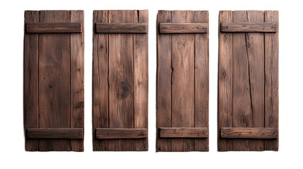 Set of Old Wooden Windows on Transparent Background