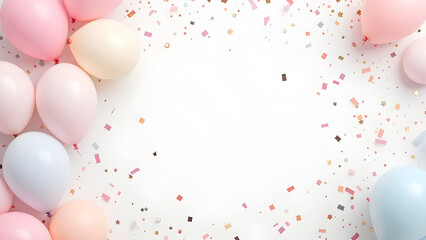 Pastel Balloons and Confetti Celebration
