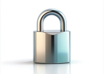 3D Padlock for Online Password Security - Cybersecurity Digital Data Protection Minimalist Concept on White Background