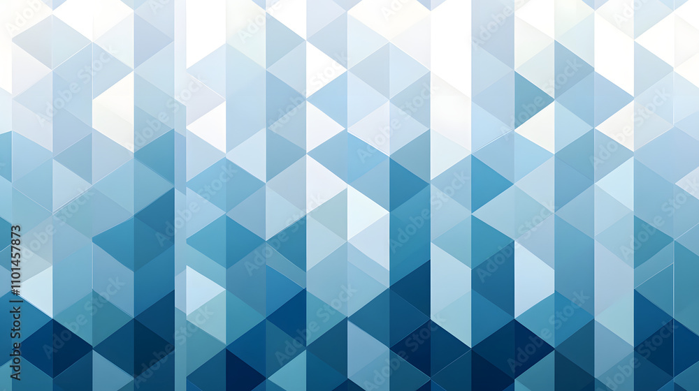 Poster abstract geometric background with a gradient of blue and white triangles. perfect for modern design