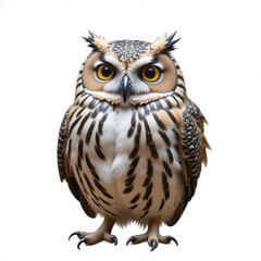 Fototapeta premium Majestic owl standing proudly on white background