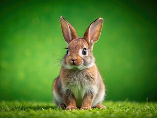 Obraz premium Captivating Rabbit on Lush Green Background - Perfect for Nature and Animal Lovers, Cute Pet Photography, Wildlife Imagery, Eco-Friendly Decor, and Springtime Themes