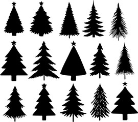 christmas trees set  isolated  on tansparent   baackground  vector illustration EPS 10
