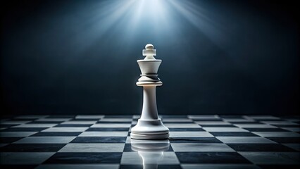 Minimalist Chess Victory: A White Rook Standing Alone Symbolizing Self-Confidence and Defense in Strategy Games, Minimalist Photography for Empowerment and Triumph Concepts