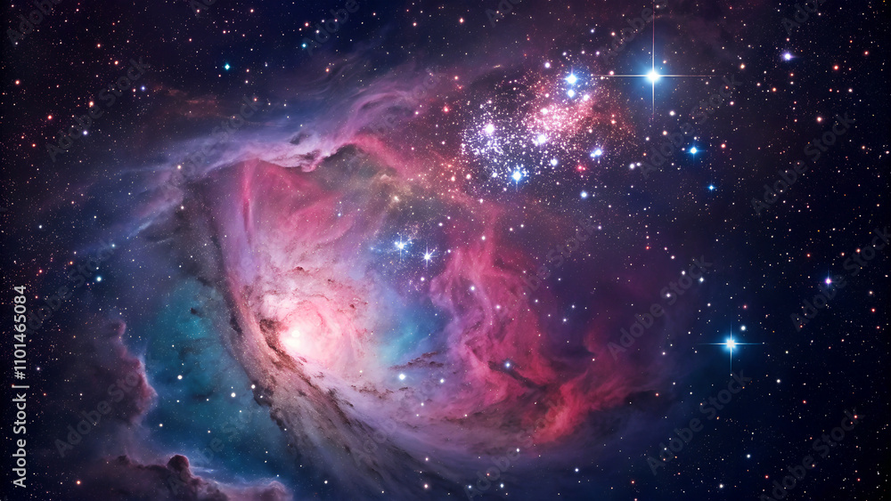 Canvas Prints celestial symphony: the enchanting beauty of colorful nebulae in deep space