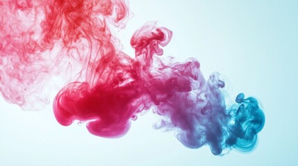 Fototapeta premium Abstract swirling red and blue ink in water on white background