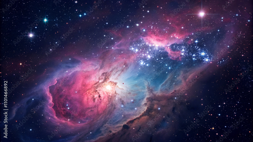 Canvas Prints celestial symphony: the enchanting beauty of colorful nebulae in deep space