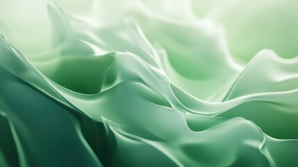 Obraz premium Abstract Green Fluid Waves: A Serene Digital Art Piece