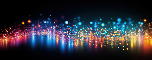 Colorful abstract light reflection on a dark background showcasing vibrant shimmering effects at night