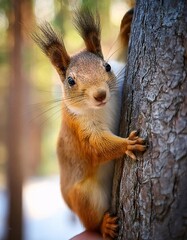 Obraz premium squirrel on a tree