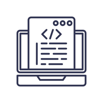 Laptop with code symbolizing digital development and programming.