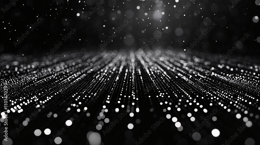 Poster binary numbers forming a digital grid on a black background
