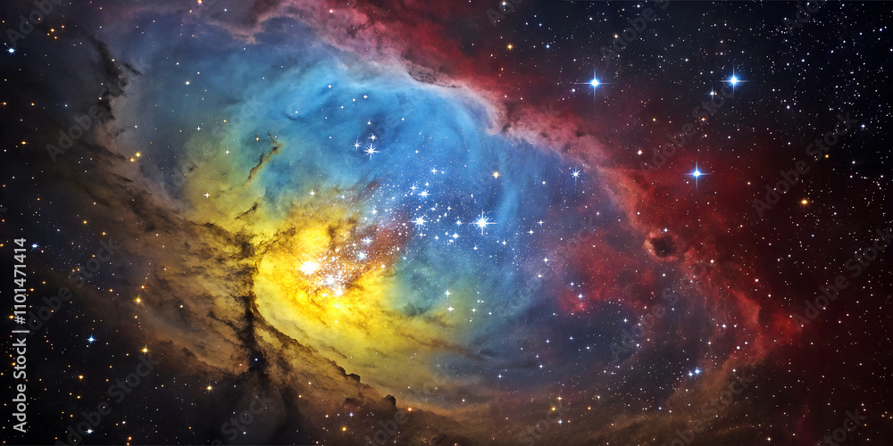 Canvas Prints celestial symphony: the enchanting beauty of colorful nebulae in deep space