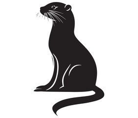 Obraz premium Silhouette of a sitting otter cartoon, Otter icon silhouette vector