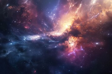 Fototapeta premium Colorful and detailed space nebula with bright stars and glowing gas clouds