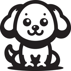 Fototapeta premium Cute dog silhouette vector with white background