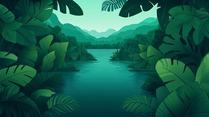 Obraz premium Serene Tropical River Landscape