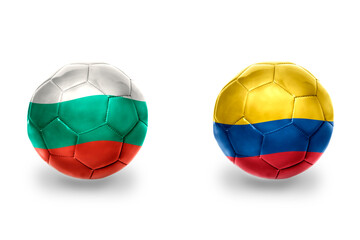 Fototapeta premium football balls with national flags of bulgaria and colombia ,soccer teams. on the white background.