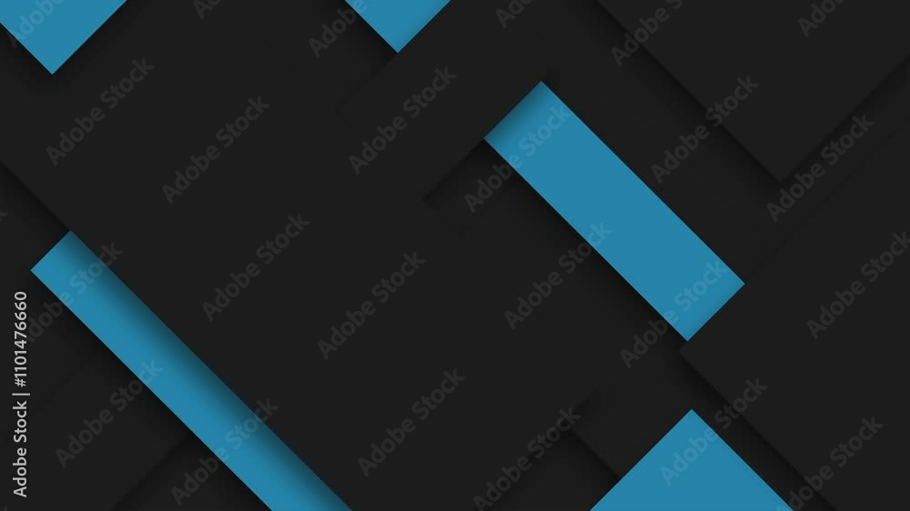 Poster geometric abstract background with black and blue rectangles in layers