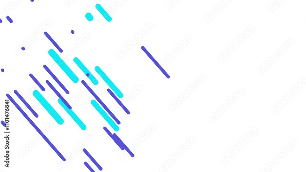 Poster dynamic abstract geometric design with blue and purple linear patterns on white