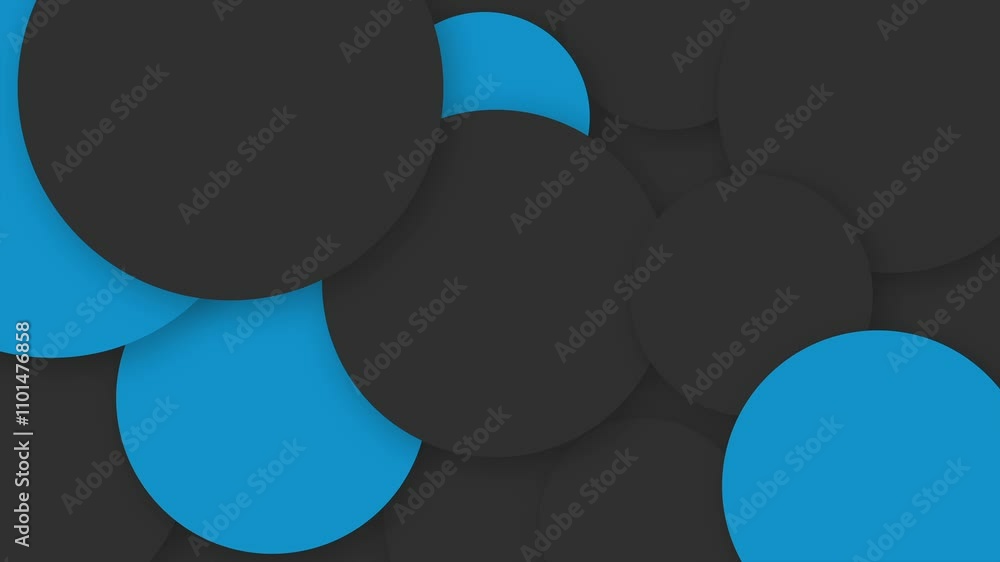 Poster abstract geometric background with overlapping black and blue circles design