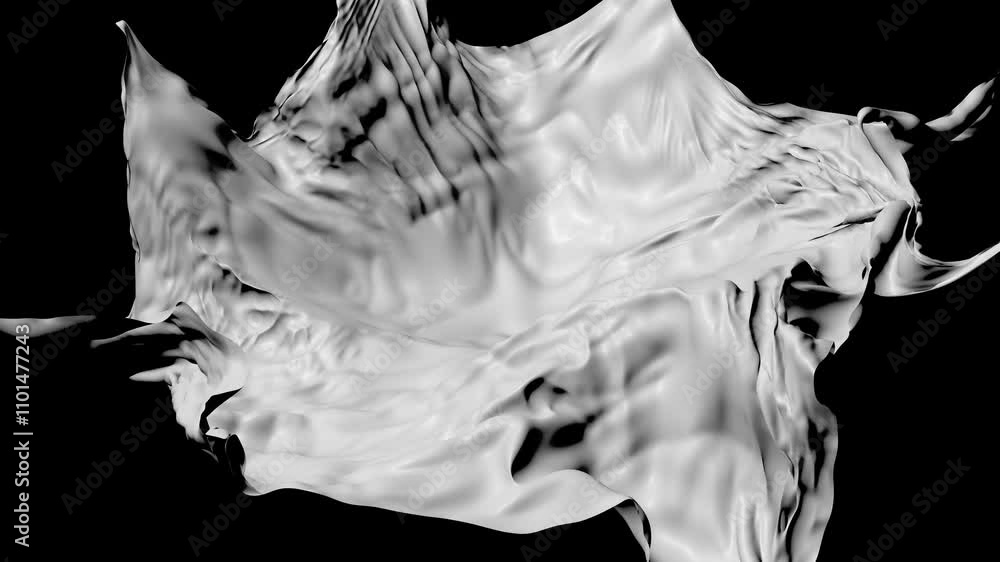 Aufkleber abstract flowing forms in smooth black and white 3d render art