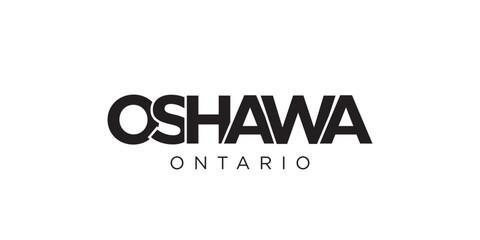 Oshawa in the Canada emblem. The design features a geometric style, vector illustration with bold typography in a modern font. The graphic slogan lettering.