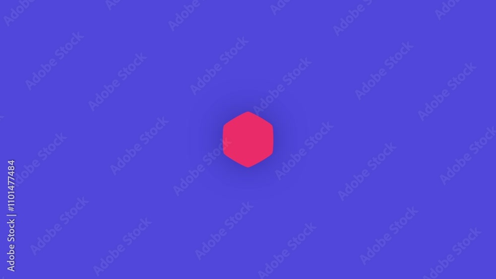 Poster vibrant red hexagon on deep blue background with soft gradient effect