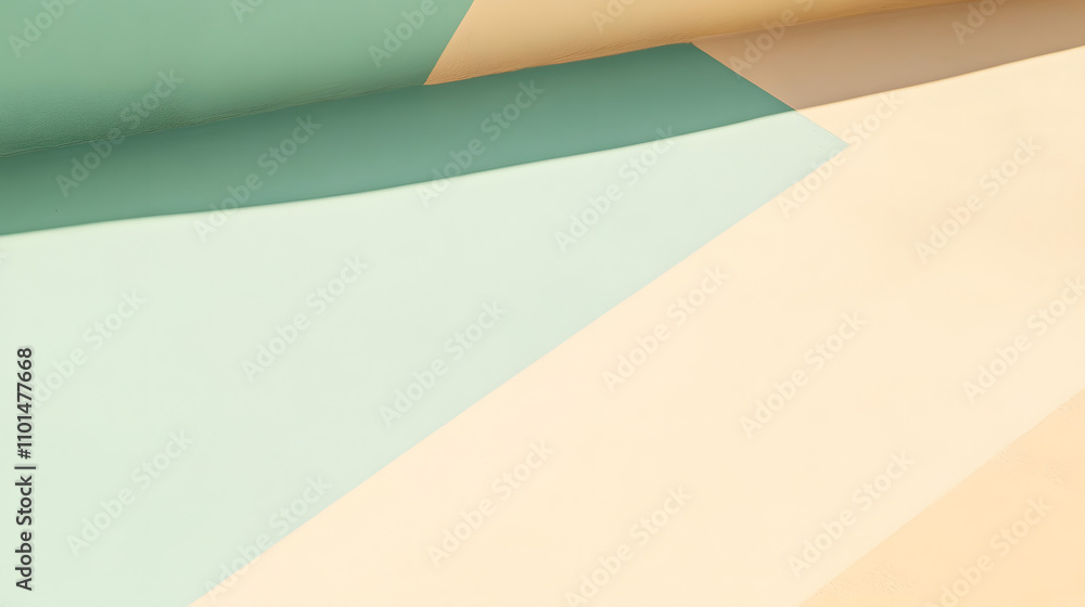 Poster abstract image featuring pastel-colored paper, folded and layered to create geometric shapes and gra