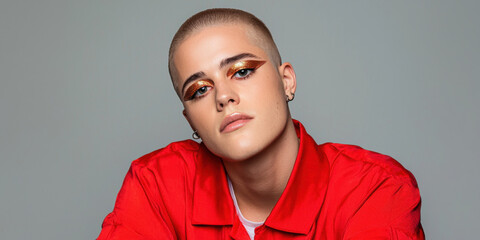 Obraz premium Bold makeup and stylish attire create striking look