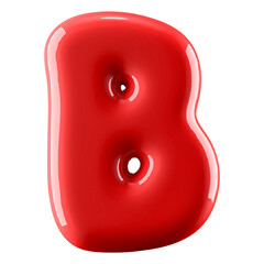 Red Font Letter B 3D Illustration